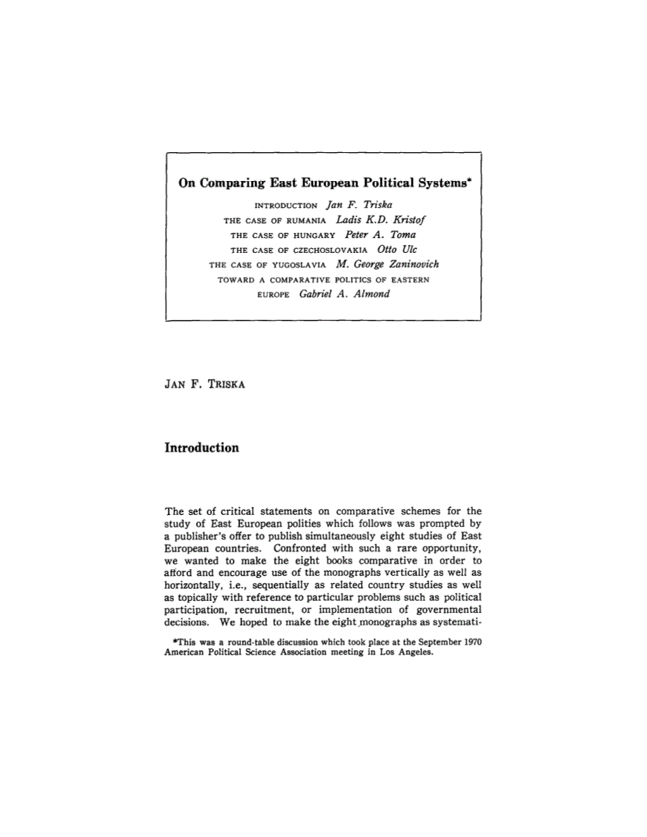 Introduction Communist and Studies