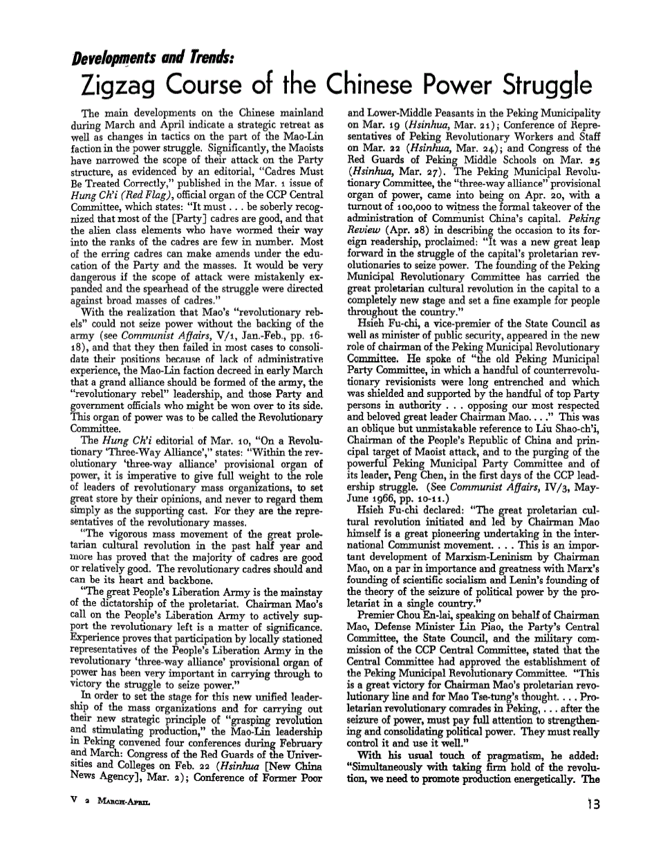 First page of Development and Trend: Zigzag Coruse of the Chinese Power Struggle
