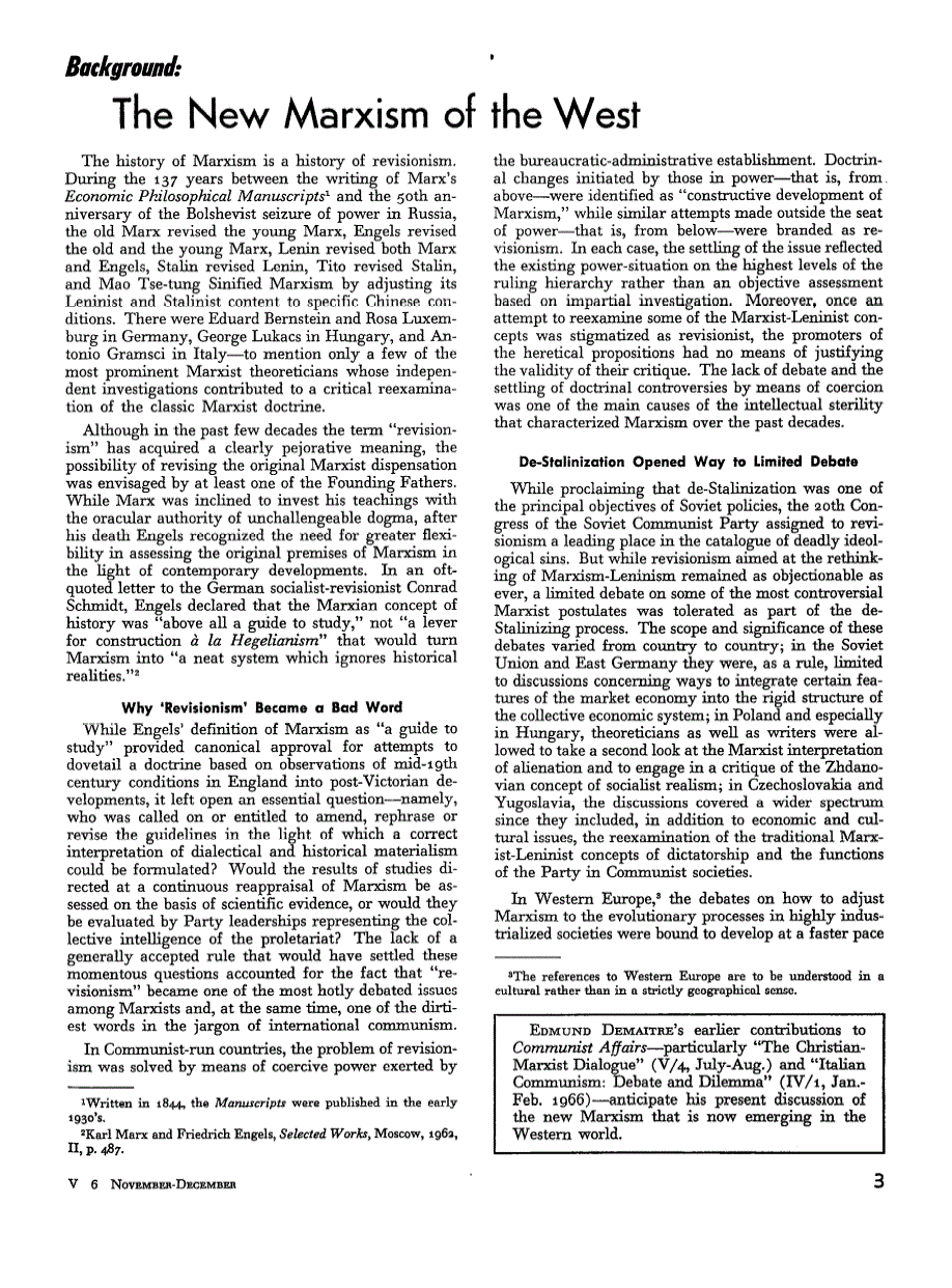 First page of Background: The New Marxism of the West