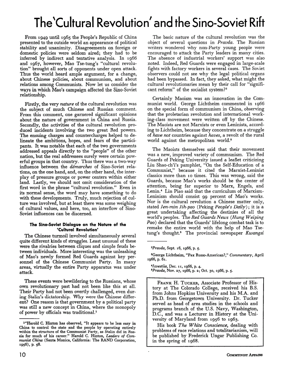 First page of Background: The ‘Cultural Revolution’ and the Sino-Soviet Rift