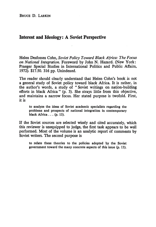 First page of Interest and Ideology: A Soviet Perspective