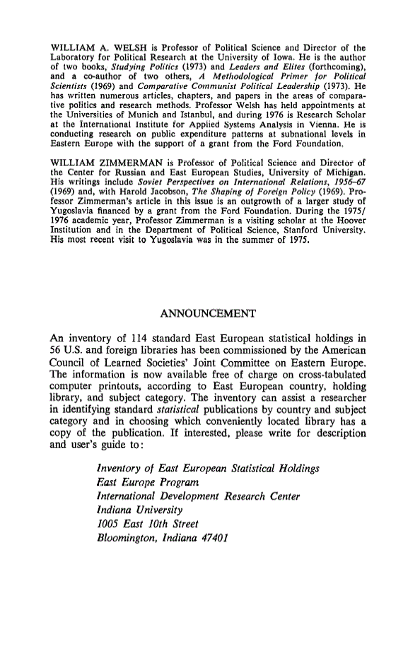 First page of Announcement