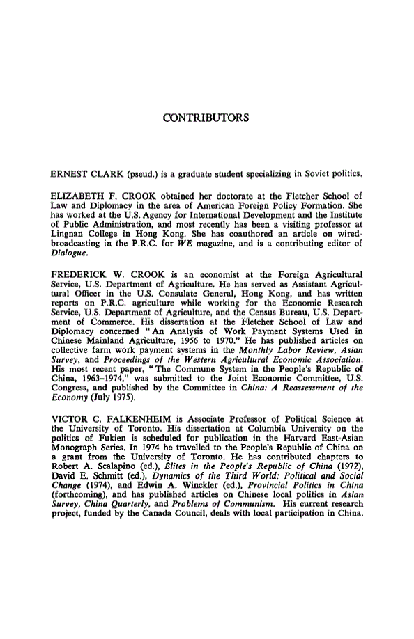 First page of Contributors