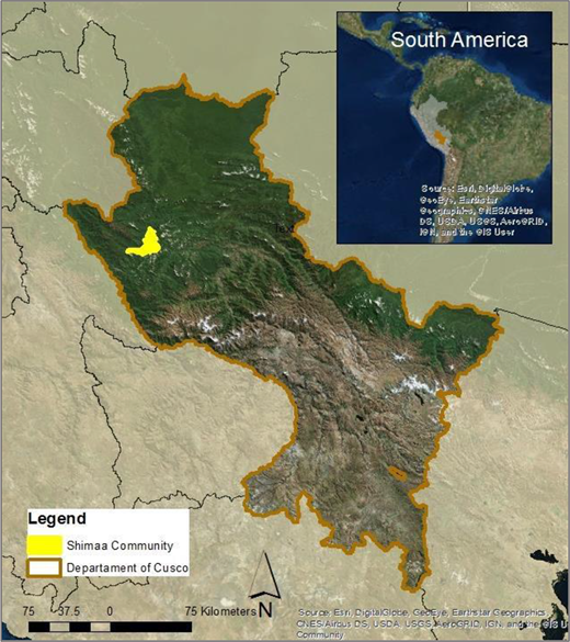 Map of Shimaa community, Cusco, Peru.