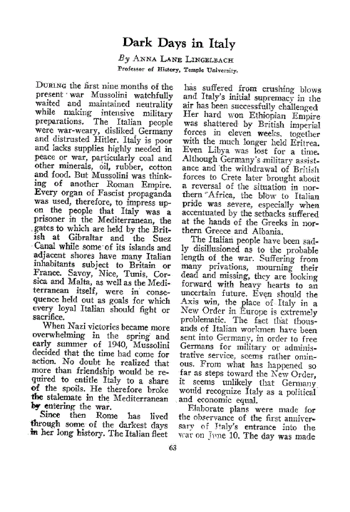 First page of Dark Days in Italy