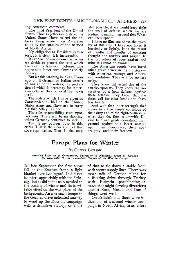 First page of Europe Plans for Winter