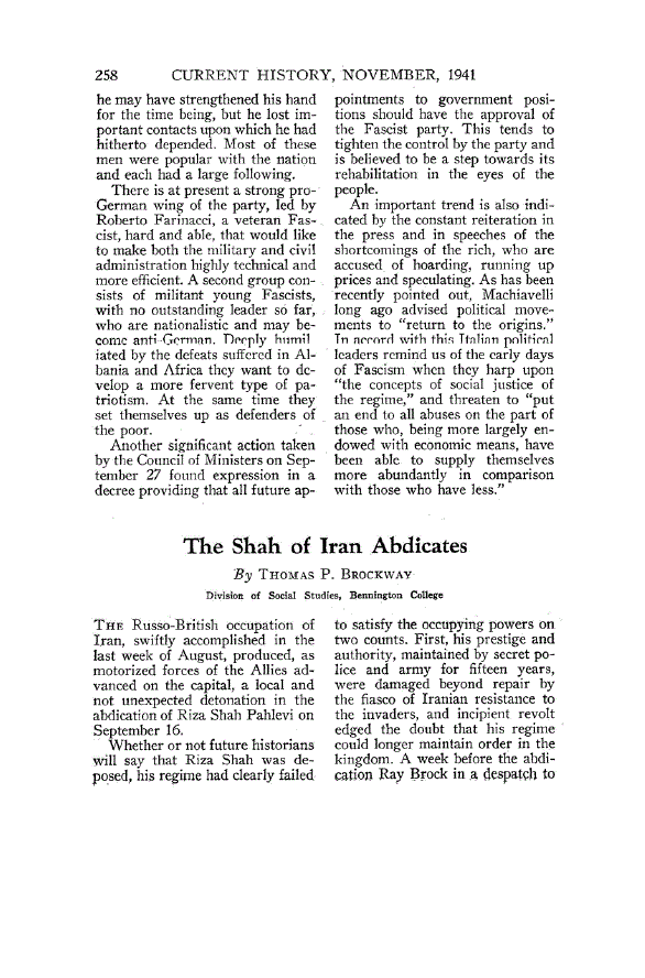 First page of The Shah of Iran Abdicates