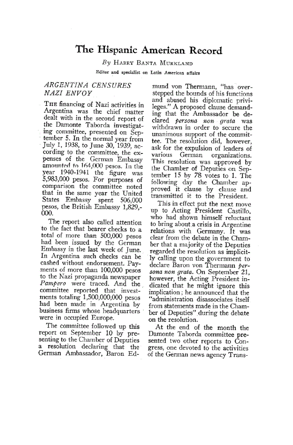 First page of The Hispanic American Record