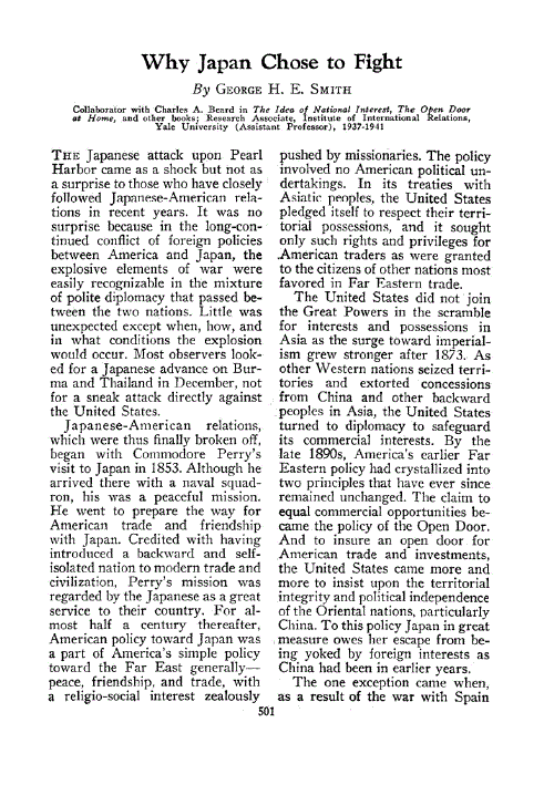 First page of Why Japan Chose to Fight