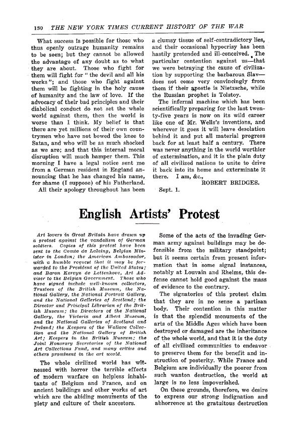 First page of English Artists’ Protest