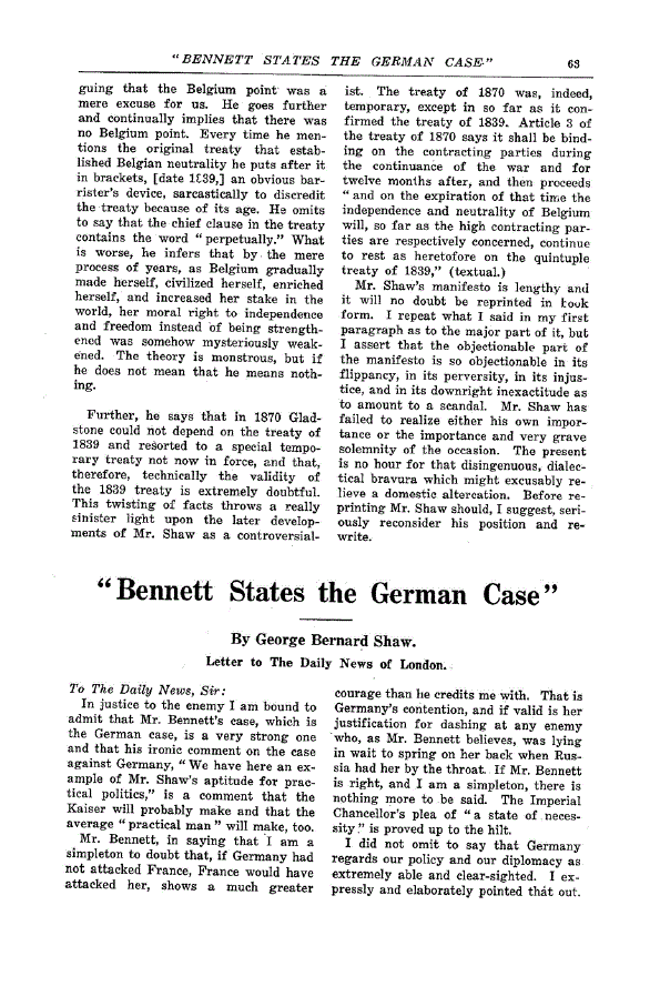 First page of “Bennett States the German Case”