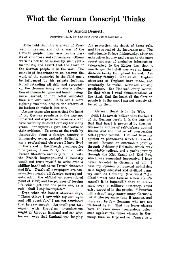 First page of What the German Conscript Thinks