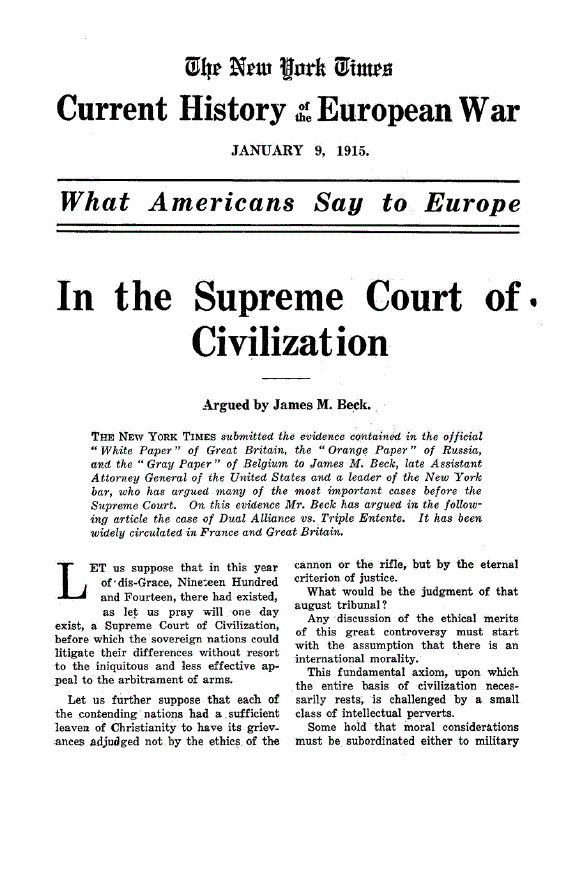 First page of In the Supreme Court of Civilization