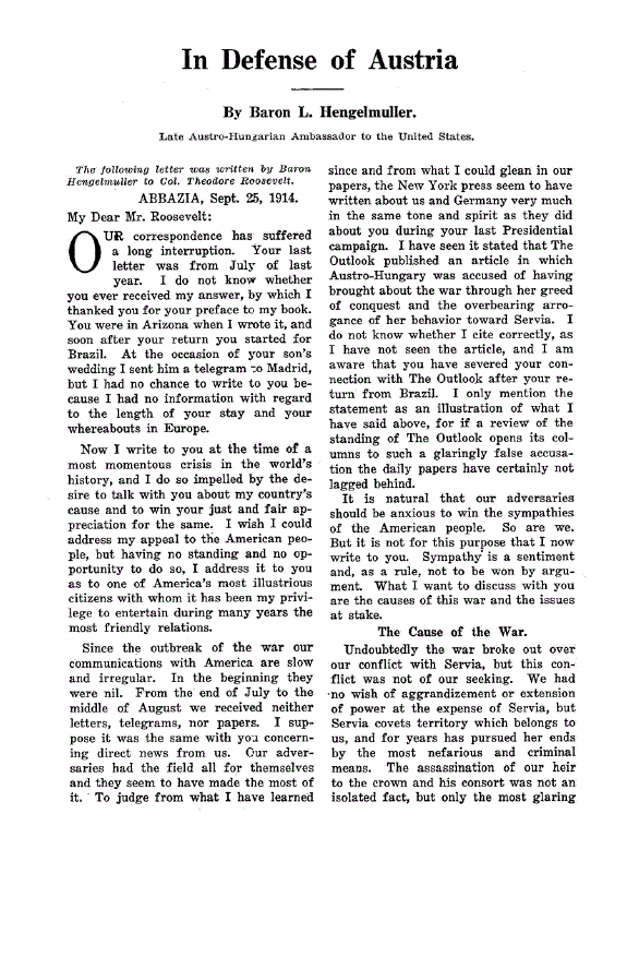 First page of In Defense of Austria