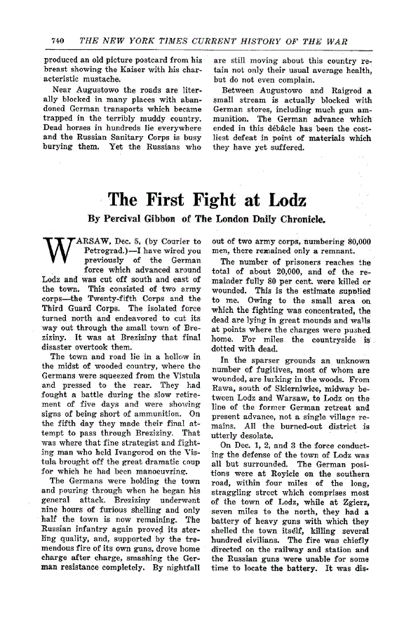 First page of The First Fight at Lodz