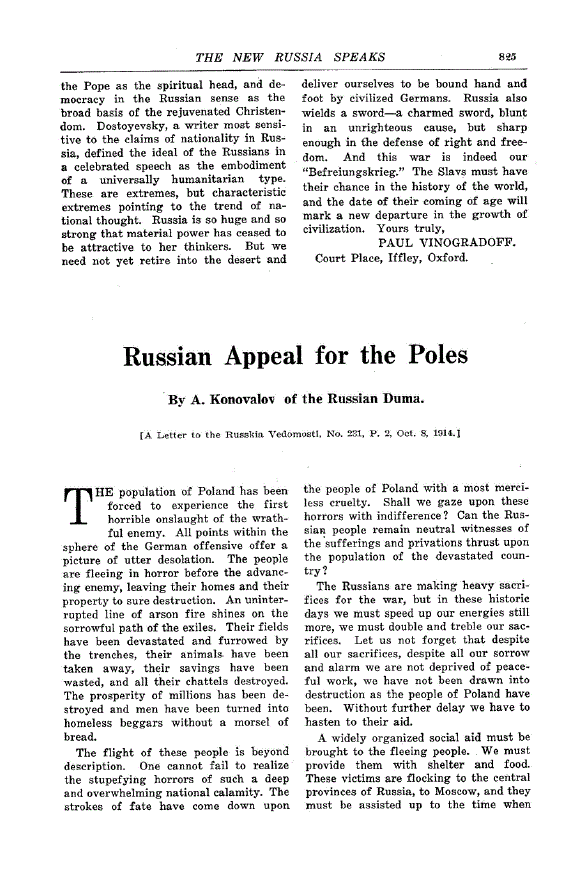 First page of Russian Appeal for the Poles
