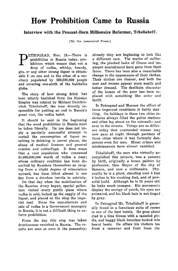 First page of How Prohibition Came to Russia