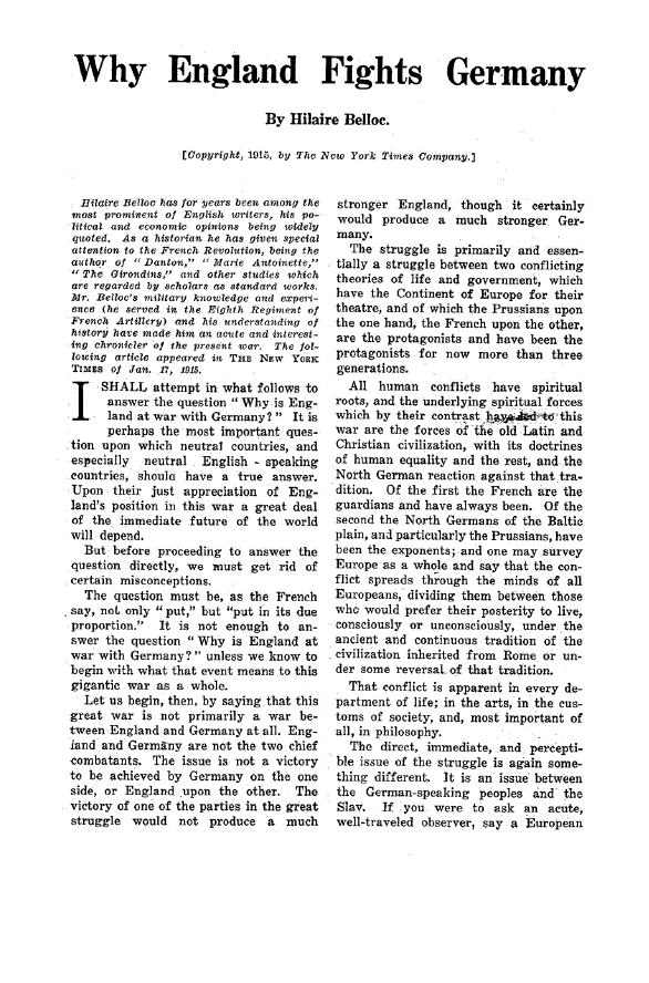 First page of Why England Fights Germany