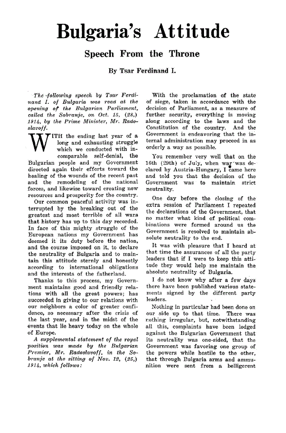 First page of Bulgaria’s Attitude