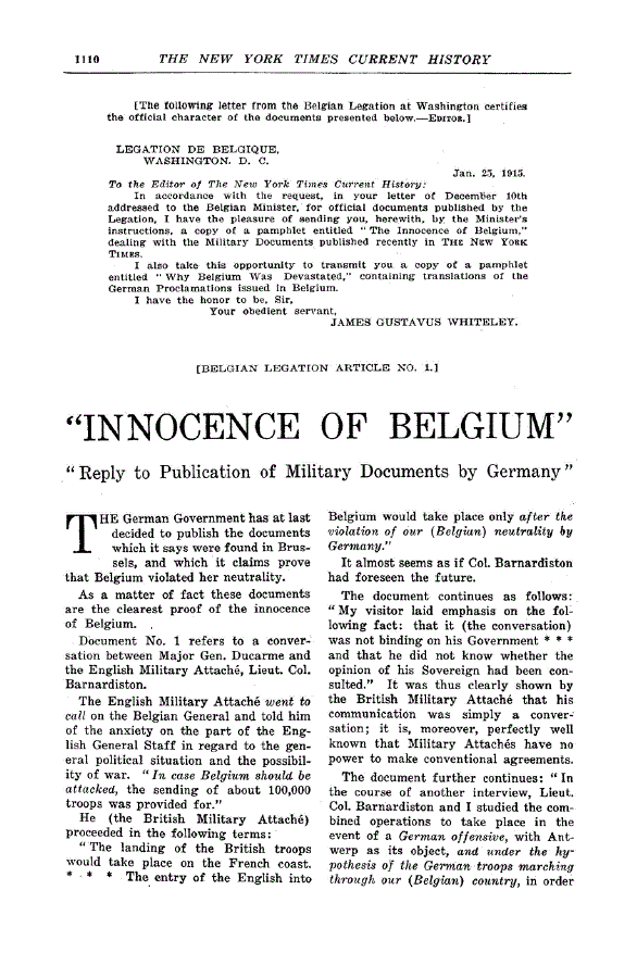 First page of “Innocence of Belgium”