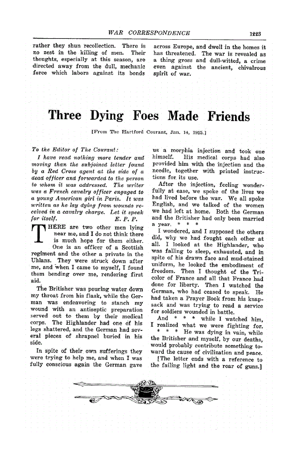 First page of Three Dying Foes Made Friends
