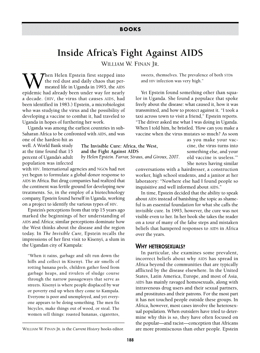 First page of Inside Africa's Fight Against AIDS