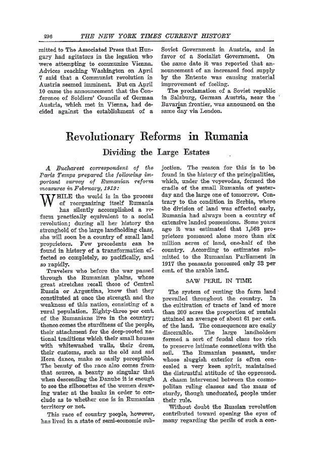 First page of Revolutionary Reforms in Rumania