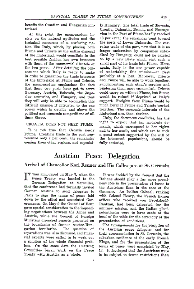 First page of Austrian Peace Delegation