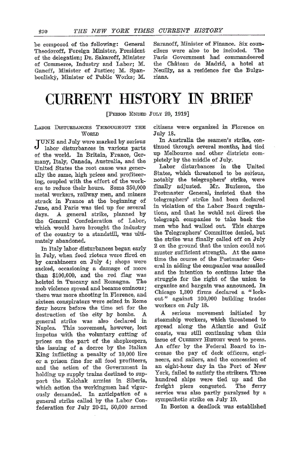 First page of Current History in Brief