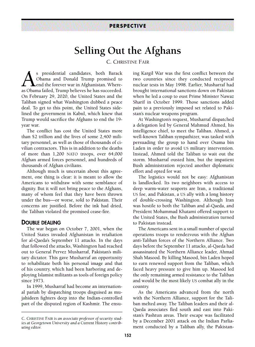 First page of Selling Out the Afghans