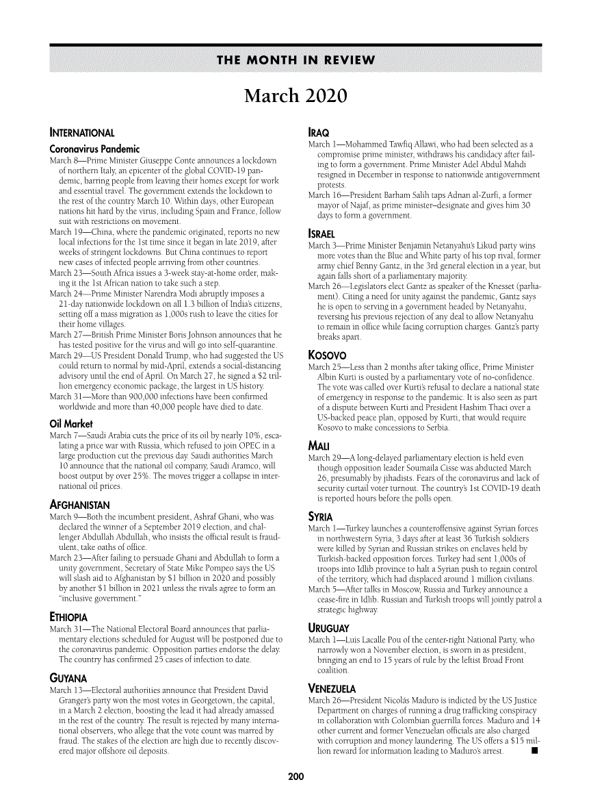 First page of March 2020