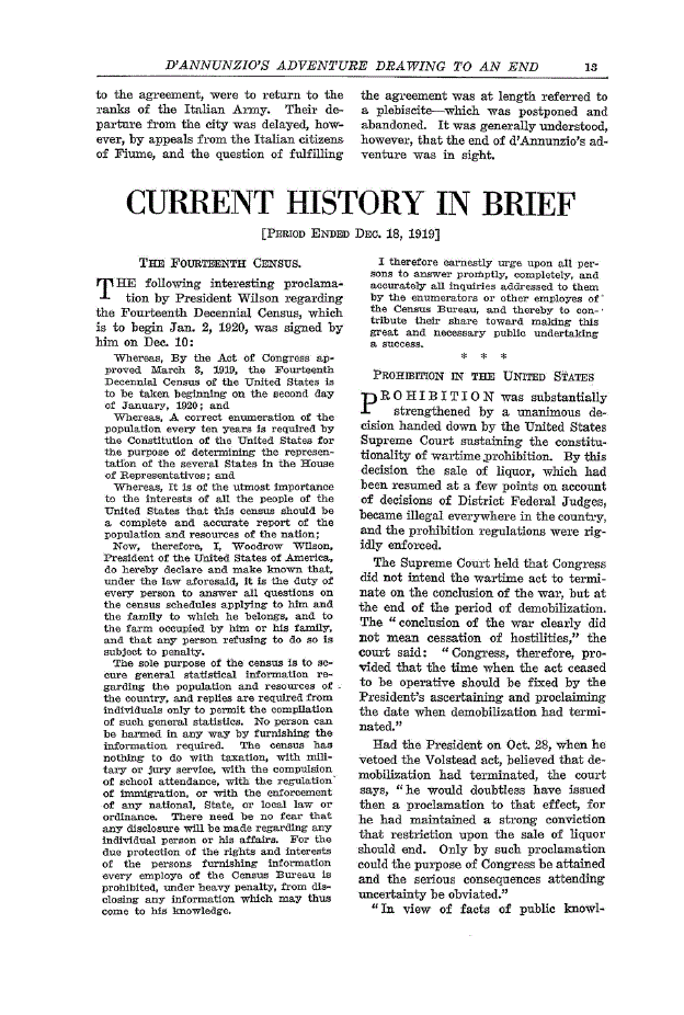 First page of Current History in Brief