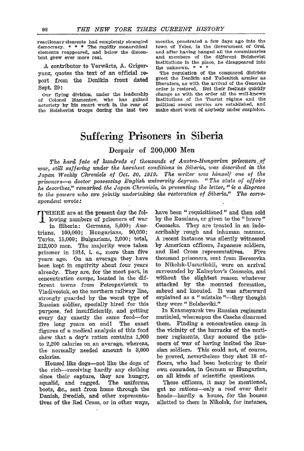 First page of Suffering Prisoners in Siberia<subtitle>Despair of 200,000 Men</subtitle>