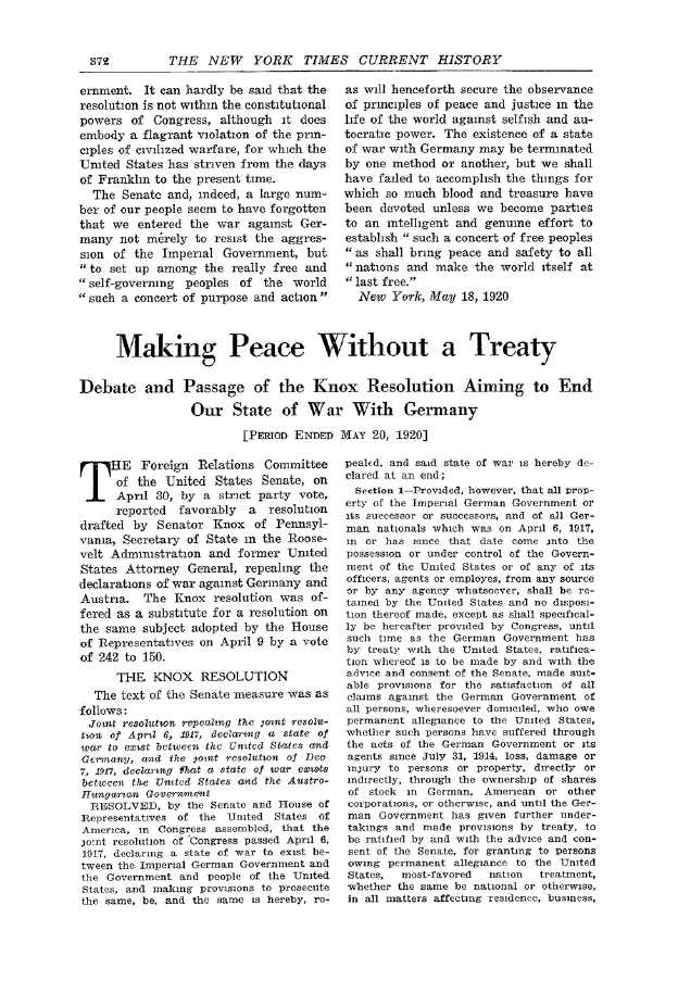 First page of Making Peace Without a Treaty