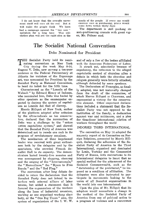 First page of The Socialist National Convention