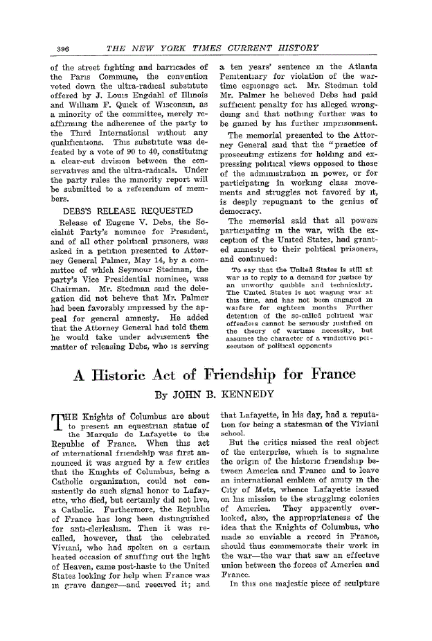 First page of A Historic Act of Friendship for France