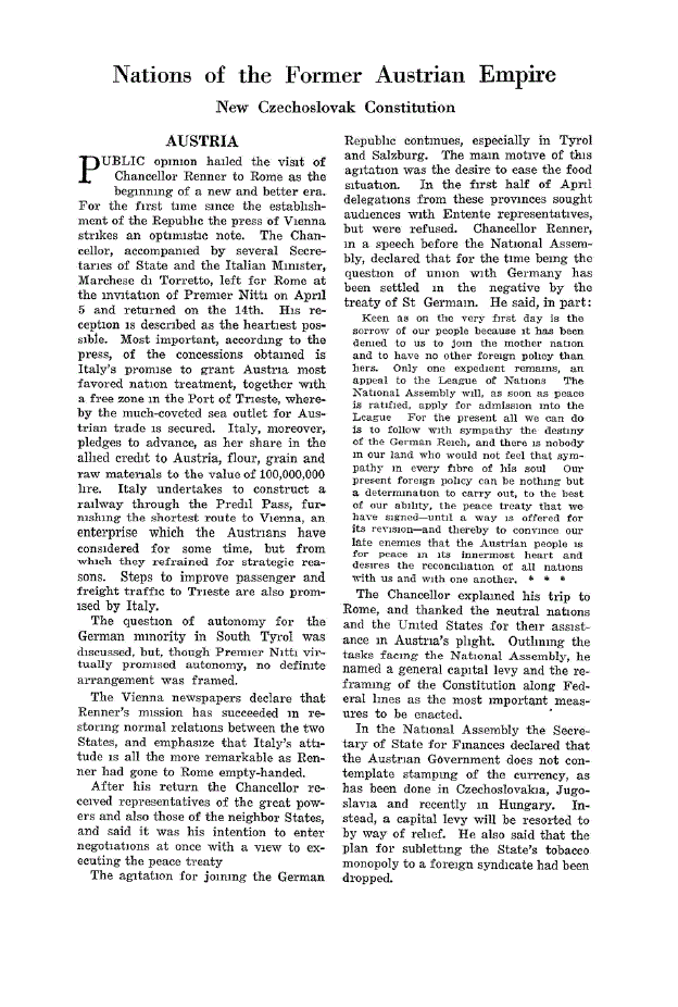 First page of Nations of the Former Austrian Empire