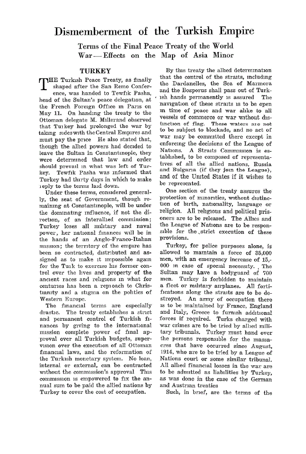 First page of Dismemberment of the Turkish Empire
