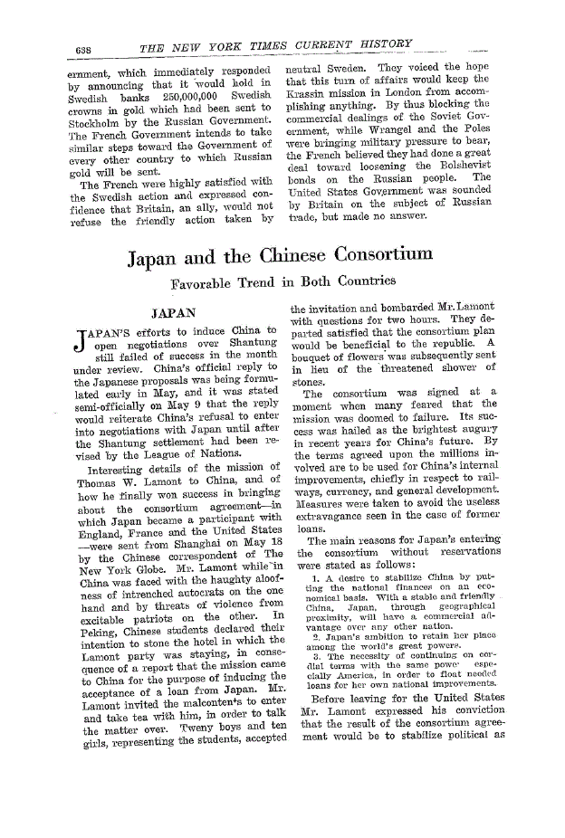 First page of Japan and the Chinese Consortium