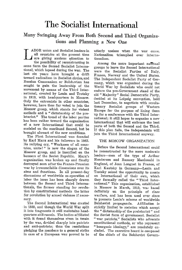 First page of The Socialist International