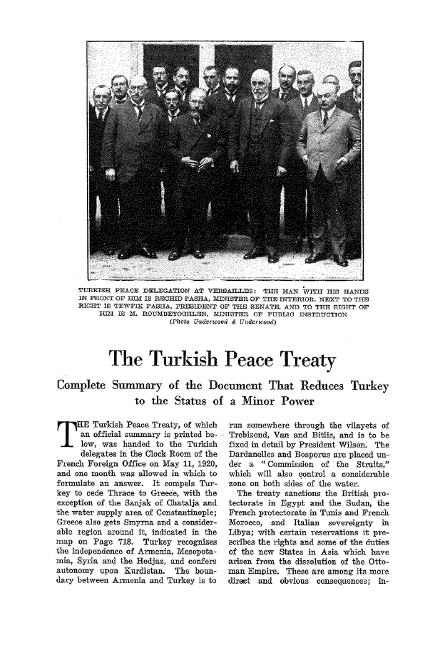 First page of The Turkish Peace Treaty