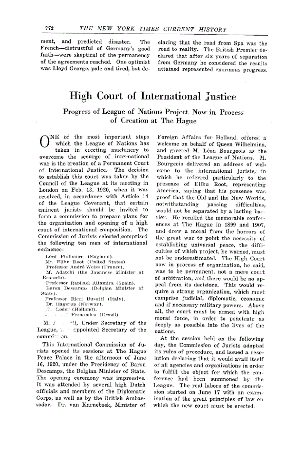 First page of High Court of International Justice