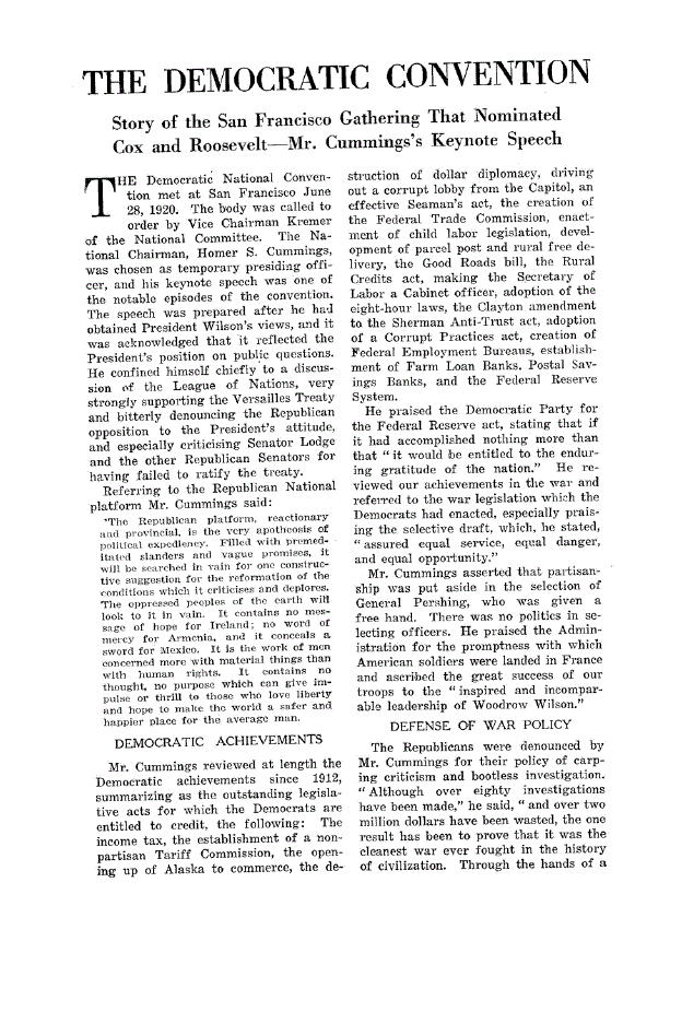 First page of The Democratic Convention