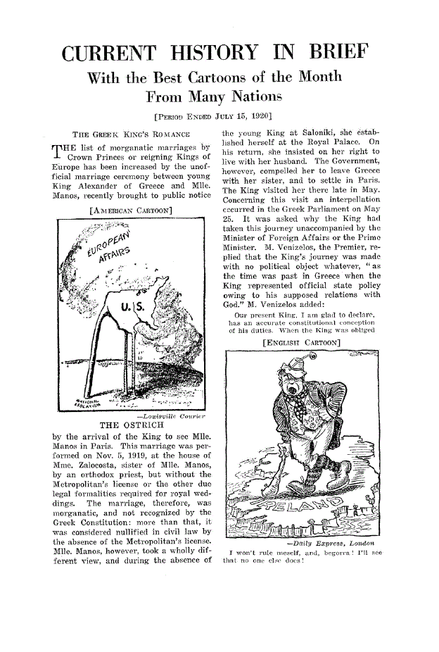 First page of Current History in Brief