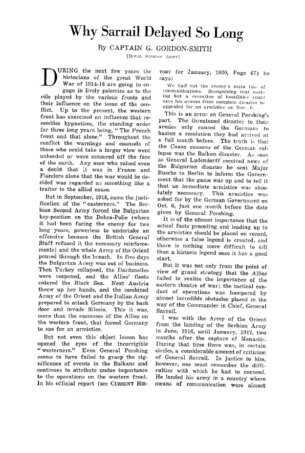 First page of Why Sarrail Delayed So Long