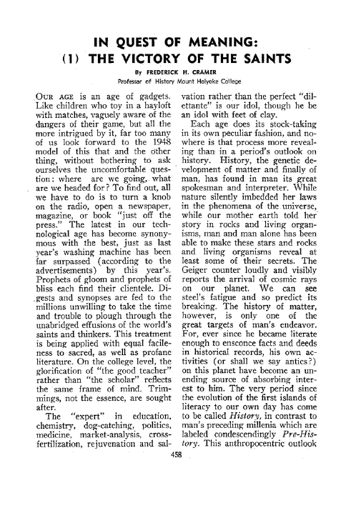 First page of In Quest Of Meaning: (1) The Victory Of The Saints
