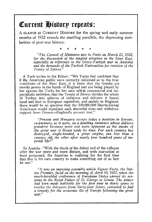 First page of Current History repeats:
