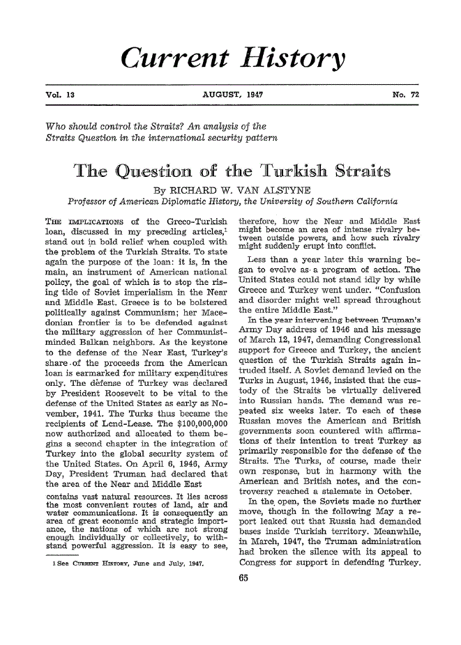 First page of The Question of the Turkish Straits