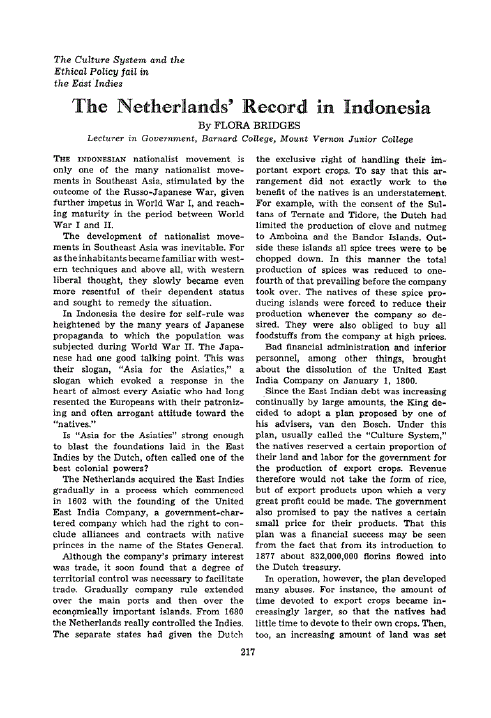 First page of The Netherlands’ Record in Indonesia