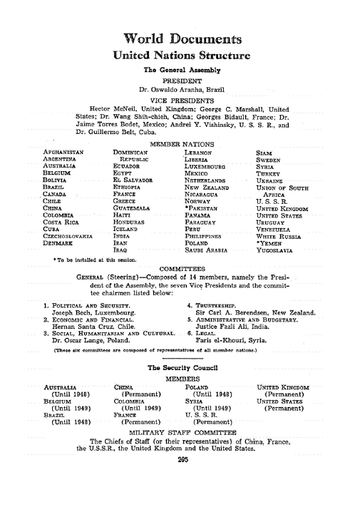 First page of United Nations Structure